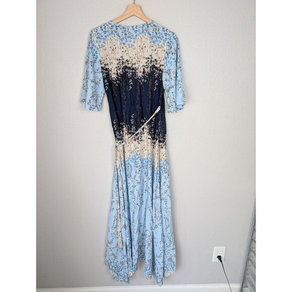 Wrap High Low Dress Short Sleeve Floral Print Dress Size M 176 - Picture 2 of 7
